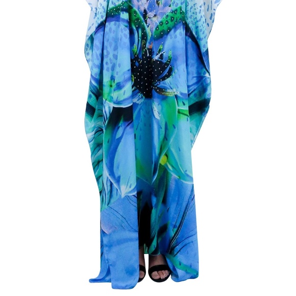 Floral Print Kaftan-Long Kaftan Dress in Flower - Picture 2 of 3